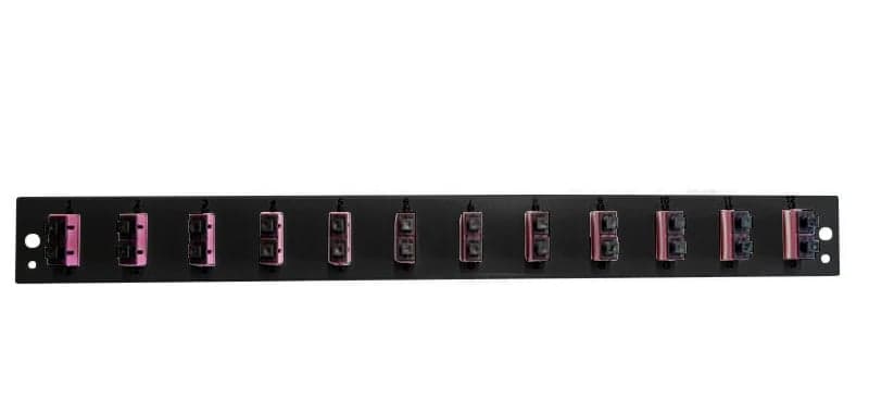 Pannello Frontale per Cassetto Ottico 1U 12 SC Duplex OM4 Nero - OEM I-CASE FOB-12SCD4