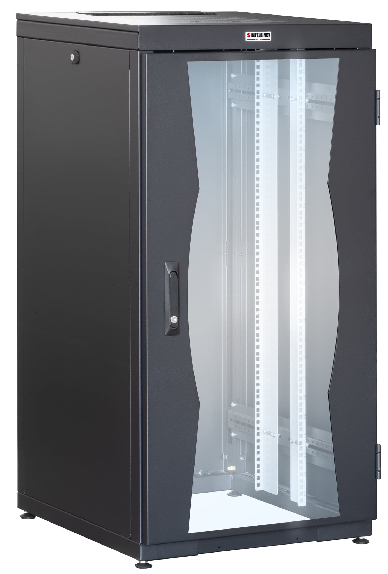 Armadio NetRack 19" 600x600 24U nero da assemblare - Intellinet I-CASE FP-2406BKX