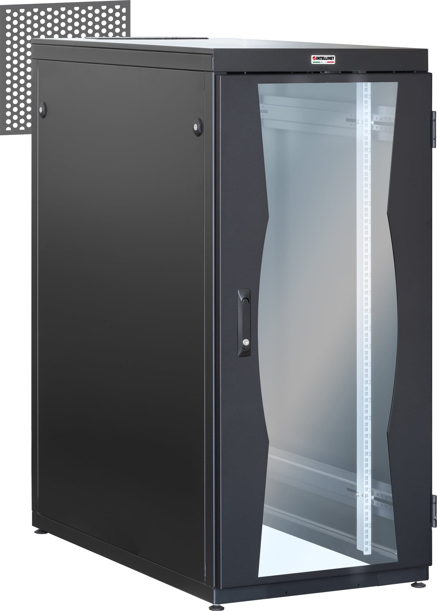 Armadio NetRack 19" 600x1000 27U Nero Pannello Grigliato da Assemblare - Intellinet I-CASE FP-2710BKXVG