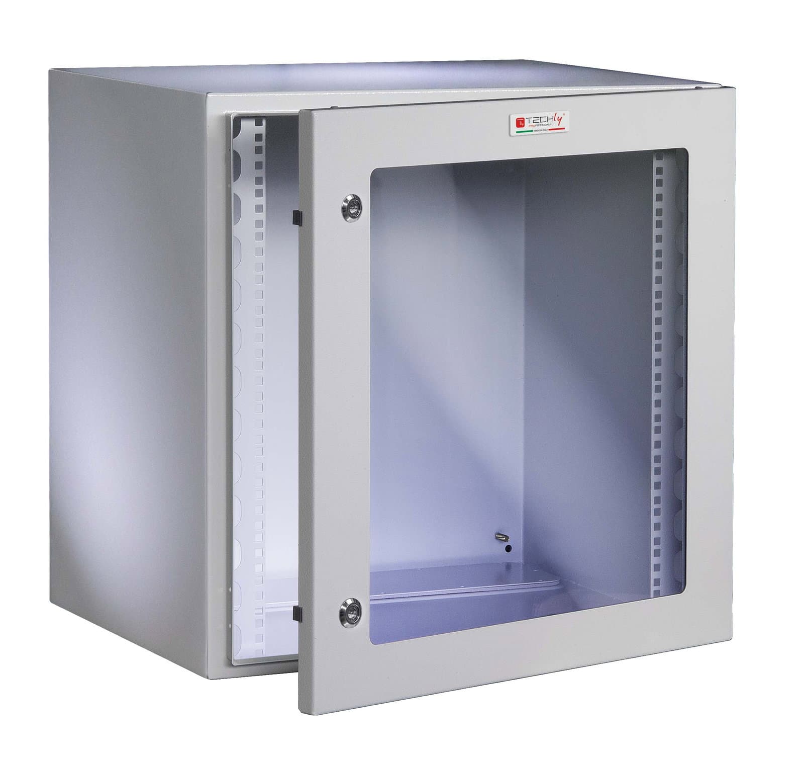 Armadio Rack 19" a muro 13U grigio IP65 porta vetro prof. 400 mm - Techly Professional I-CASE IP-1340GV