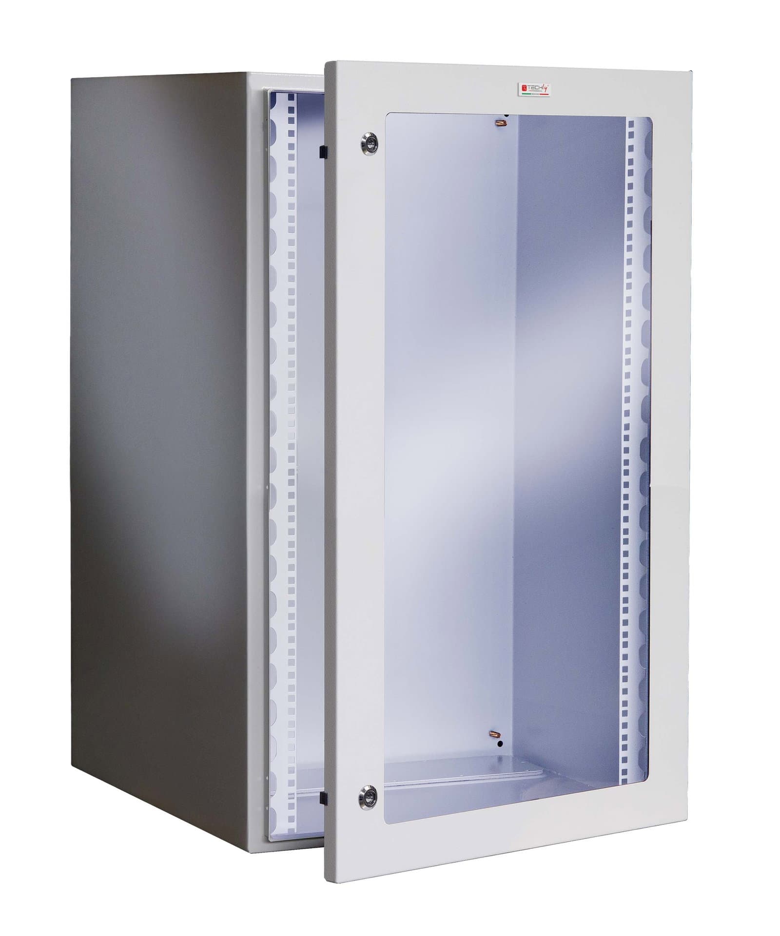 Armadio Rack 19" a muro 17U grigio IP65 porta vetro prof. 600 mm - Techly Professional I-CASE IP-1760GV
