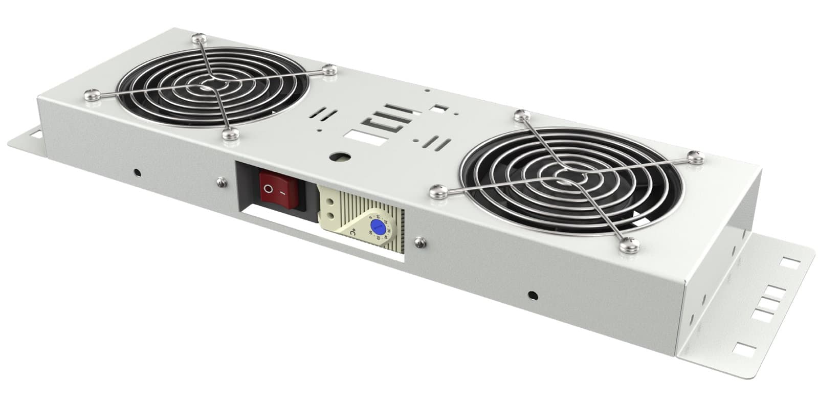 Kit ventilazione a soffitto per rack 19" IP55 2 ventole grigio - Techly Professional I-CASE IP55-FAN2