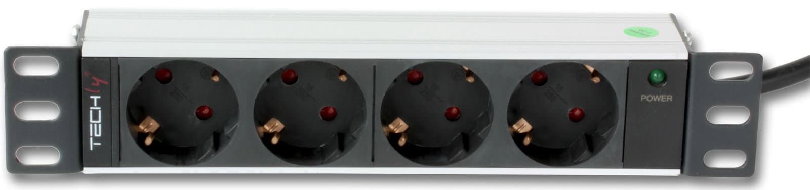 Multipresa 4 posti da rack 10" spina Schuko angolata 1U - Techly Professional I-CASE M10-4D