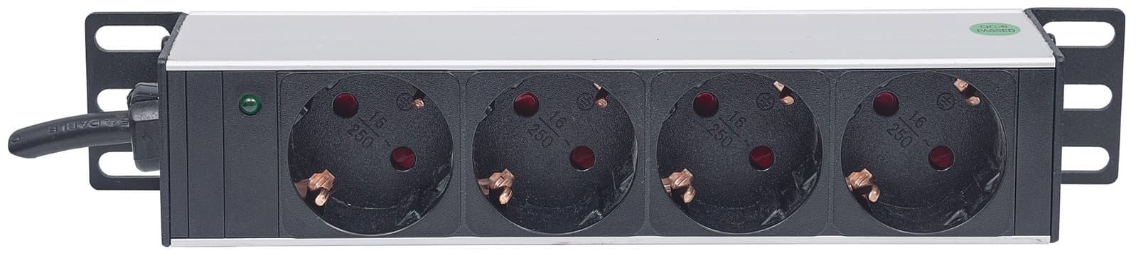 Multipresa Schuko 4 posti da Rack 10" con Spina Schuko Angolata 1U - Intellinet I-CASE M10-4I