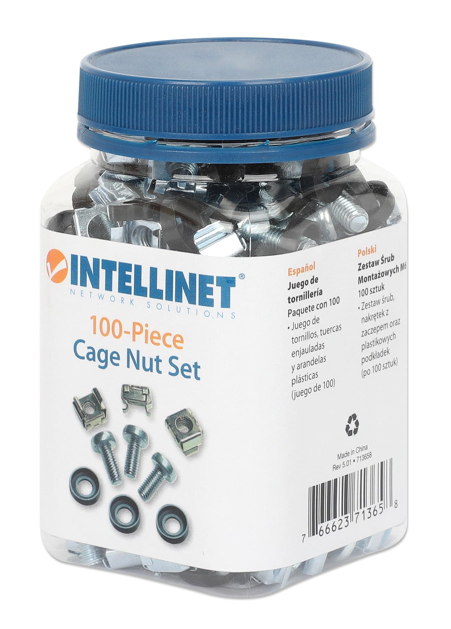 Kit Set 100 Viti, 100 Dadi e 100 Rondelle per Montaggio Rack Silver - Intellinet I-CASE MOUNT100