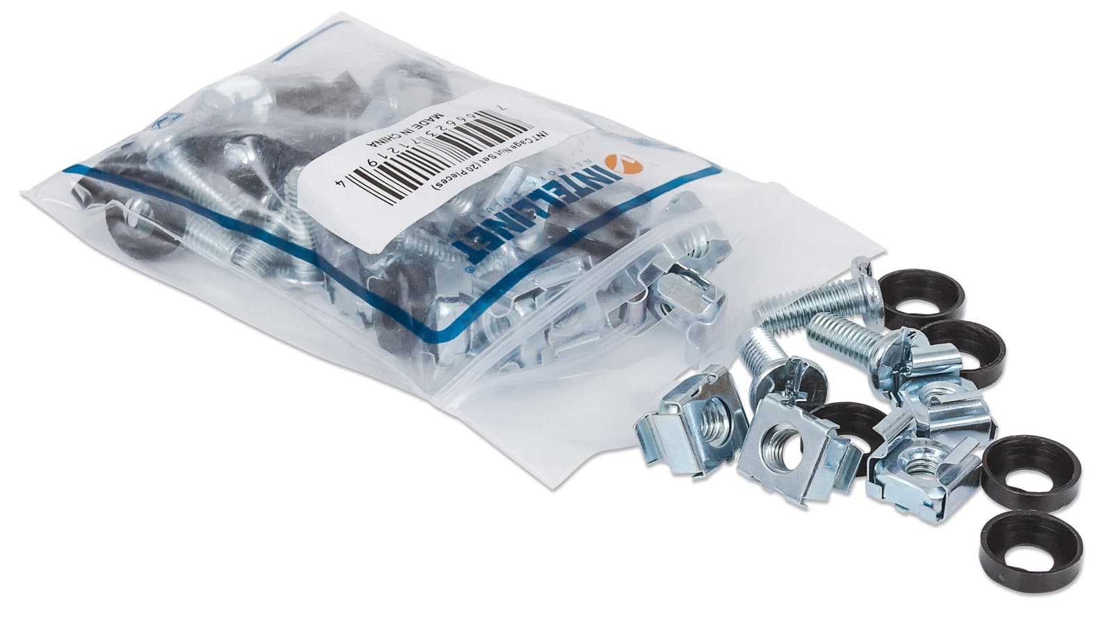 Kit Set 20 Viti, 20 Dadi e 20 Rondelle per Montaggio Rack Silver - Intellinet I-CASE MOUNT20