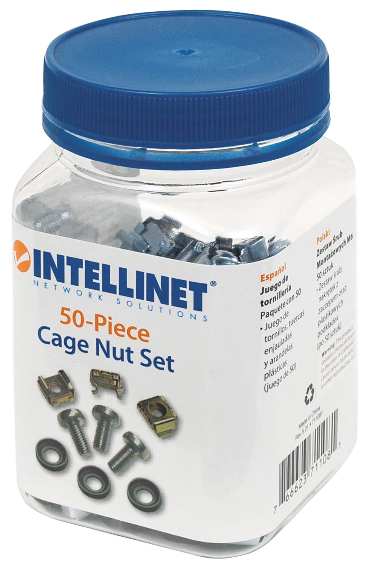 Kit Set 50 Viti 50 Dadi e 50 Rondelle per Montaggio Rack Silver - Intellinet I-CASE MOUNT50G