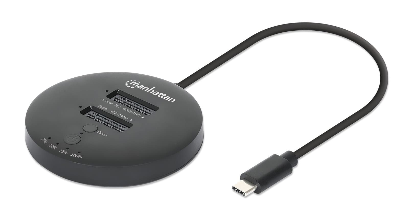 Docking Station Dual-Bay M.2 NVMe Clone SSD USB-C - Manhattan I-CASE NVME-CLONEMH