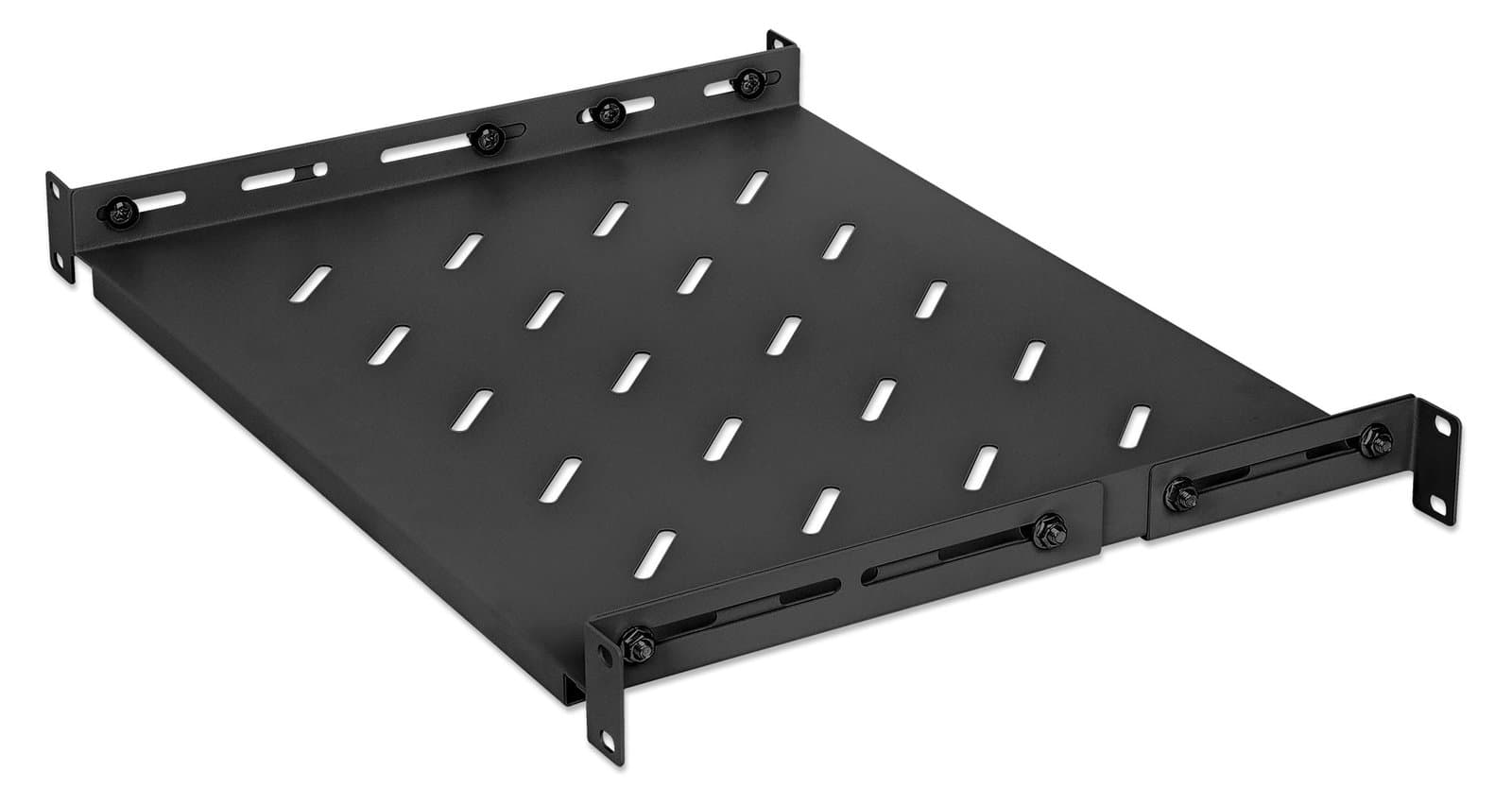 Mensola 19" fissa profondità regolabile 350-550mm 1U nero - Intellinet I-CASE SLIDE-350BI