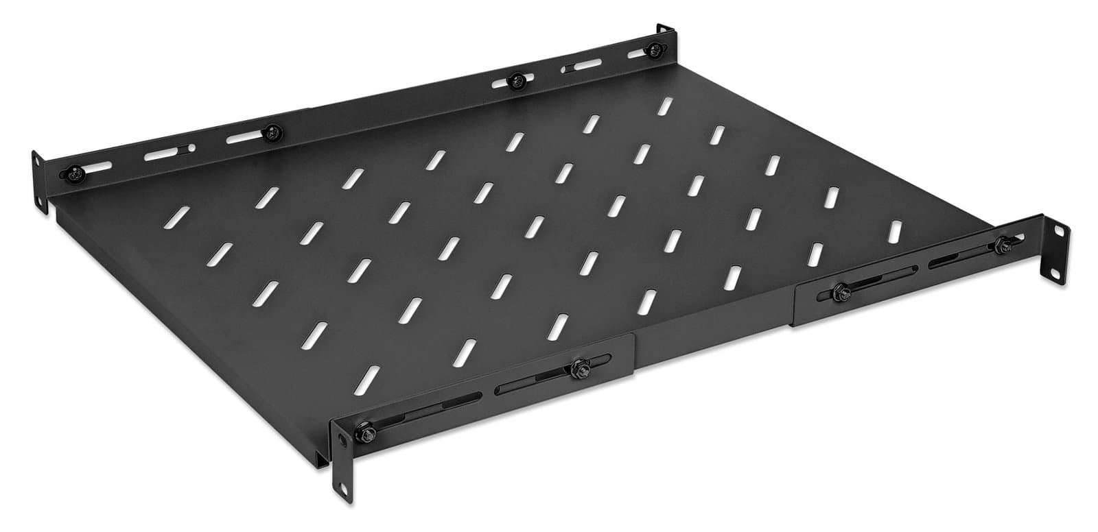 Mensola 19" fissa profondità regolabile 550-750mm 1U nero - Intellinet I-CASE SLIDE-550BI