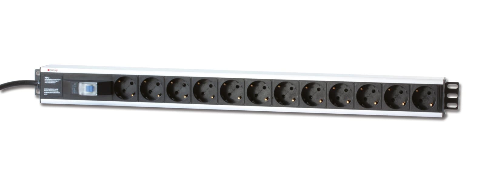 Multipresa Verticale per Rack 12 Posti Schuko Magnetotermico Spina Angolata - Techly Professional I-CASE STRIP-12SH 19"