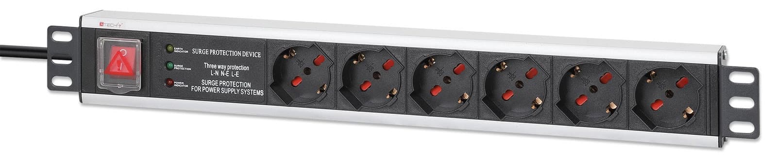 Multipresa 6 Posti Rack 19" con Protezione 1.5U Spina Italiana - Techly Professional I-CASE STRIP-13P