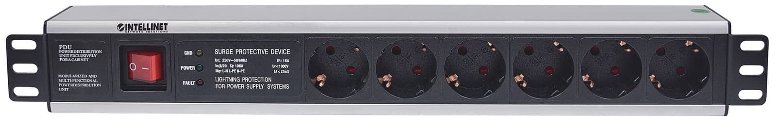 Multipresa per Rack 19" 6 posti Spina Schuko Angolata 1.5U - Intellinet I-CASE STRIP-16SHI