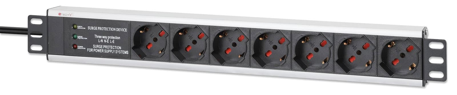Multipresa 7 Posti Rack 19" con Protezione 1.5U Spina Italiana - Techly Professional I-CASE STRIP-17P