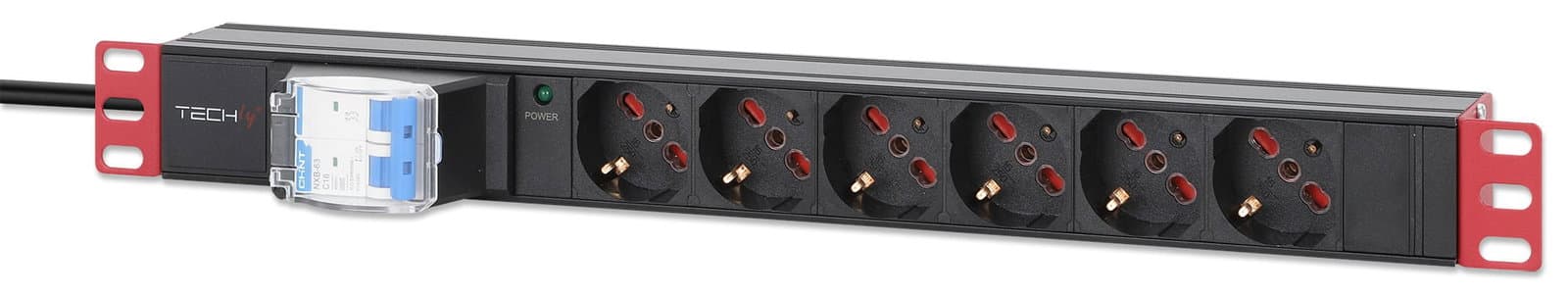 Multipresa 6 posti da rack 19" con magnetotermico spina italiana 1U - Techly Professional I-CASE STRIP-61U