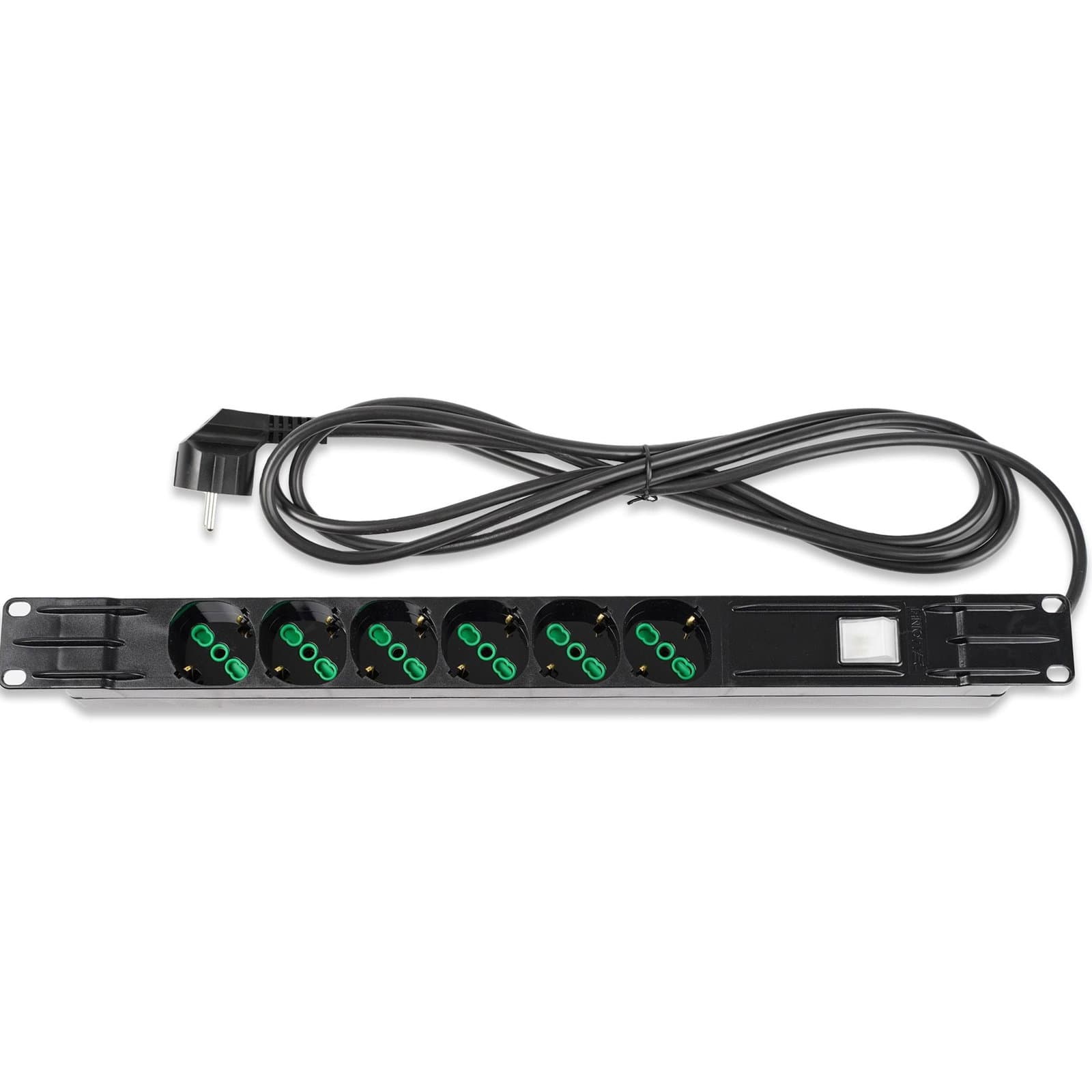 Multipresa 6 Posti da Rack 19" 1U Cavo 3m Spina Schuko Angolata Nero - FME I-CASE STRIP-6BKF