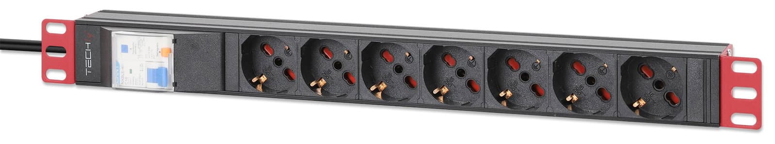 Multipresa 7 Posti UNEL da Rack 19" con Protezione da Dispersioni Spina Italiana 1U - Techly Professional I-CASE STRIP-71UL