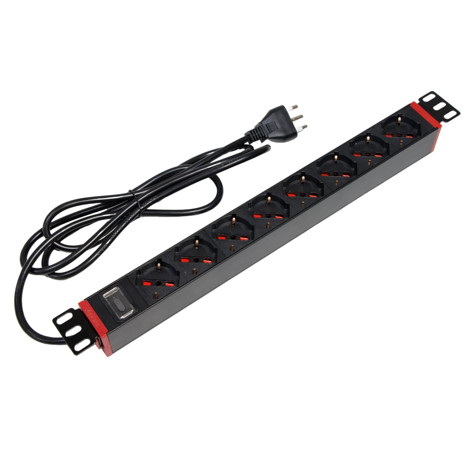 Multipresa 8 Posti da Rack 19" con Staffe Ruotabili 360° Spina Italiana 16A - Techly Professional I-CASE STRIP-81U36
