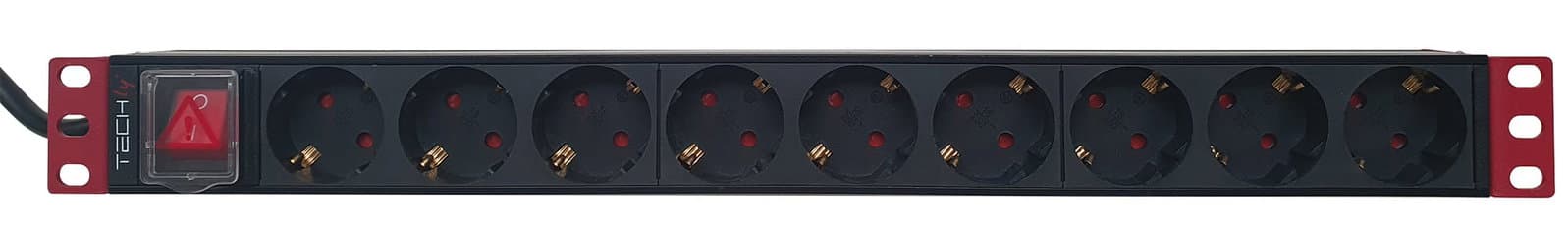 Multipresa 9 Posti da Rack 19" con Interruttore Spina Schuko Angolata 1U - Techly Professional I-CASE STRIP-91UD