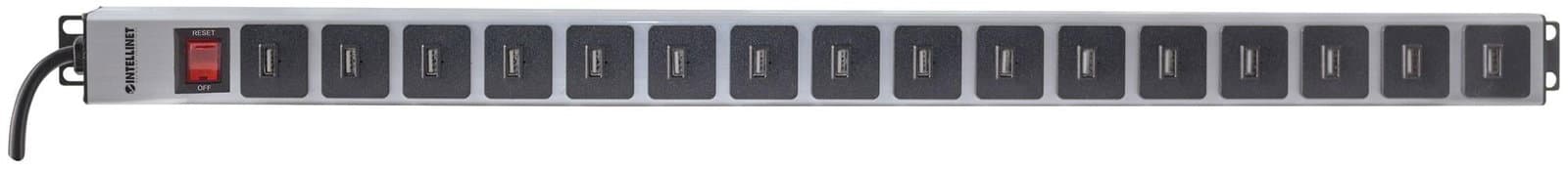 Multipresa per Rack Montaggio Verticale 16 USB A Spina Schuko Angolata - Intellinet I-CASE STRIP-U16V