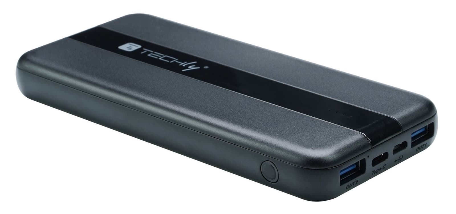 Power Bank 10000 mAh 20W USB-C 3 Porte Output con Cavo - Techly I-CHARGE-1000020W