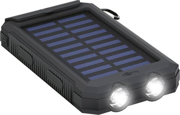 Powerbank Outdoor Energia Solare 8000 mAh con Torcia IP45 2xUSB Nero - Goobay I-CHARGE-SOL8000B