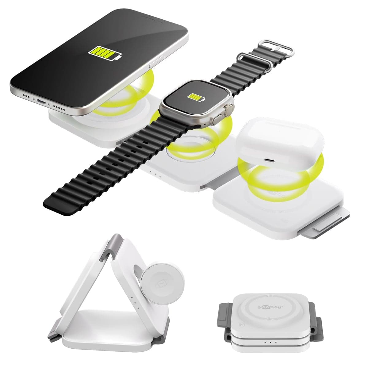 Caricatore Wireless 3in1 Pieghevole 15W - Goobay I-CHARGE-WR315W