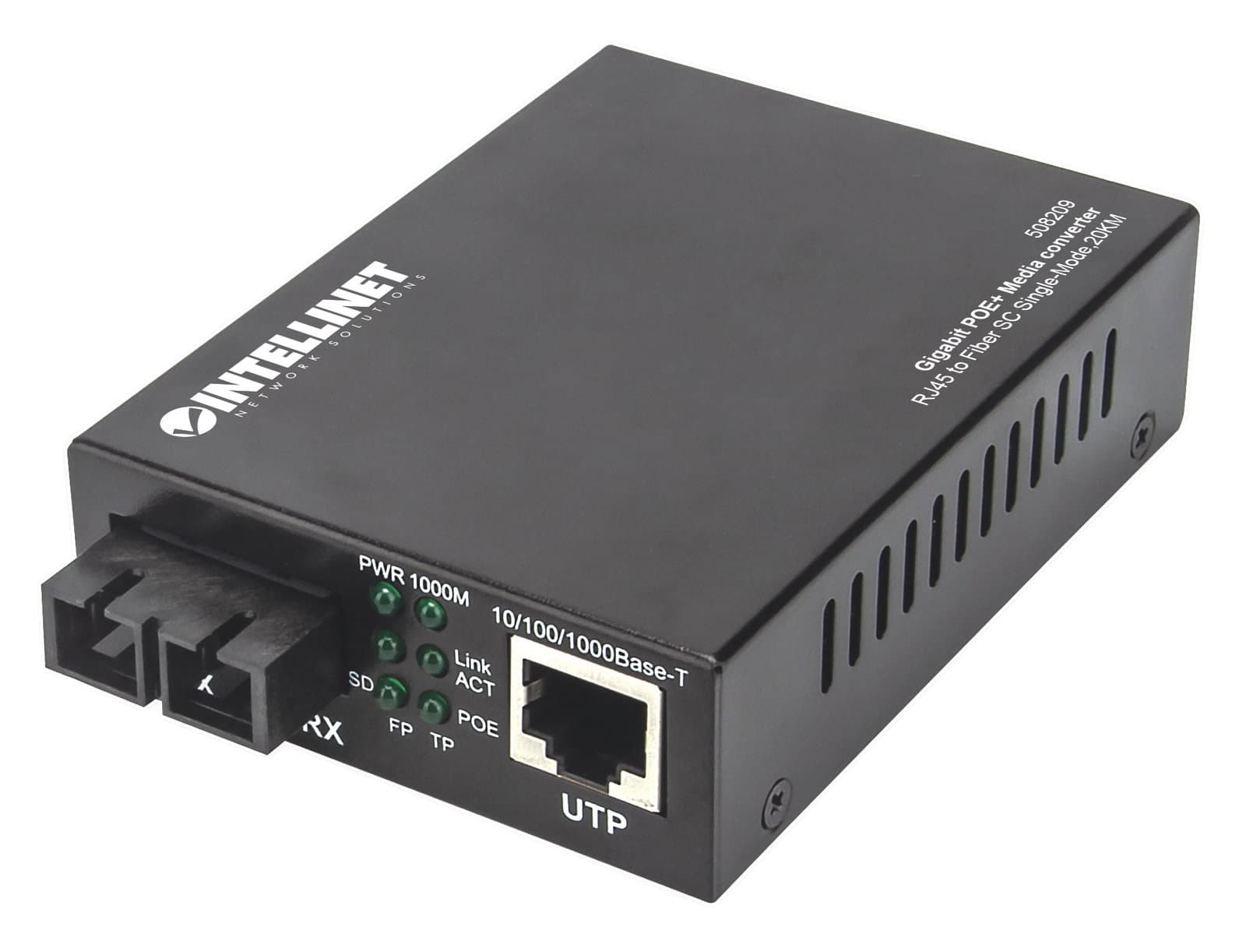 Media Converter Gigabit PoE+ SC Monomodale 20 km - Intellinet I-ET SX-SCSM20P