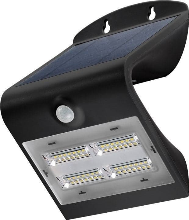 Lampada LED Solare a Muro 3,2W IP65 Sensore di Movimento Nero - Goobay I-HLED-OWL-32WB