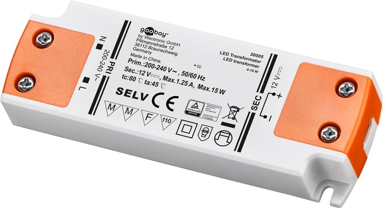 Alimentatore LED 15 W per LED (0,5 W-15 W) - Goobay I-HLED-TR15W