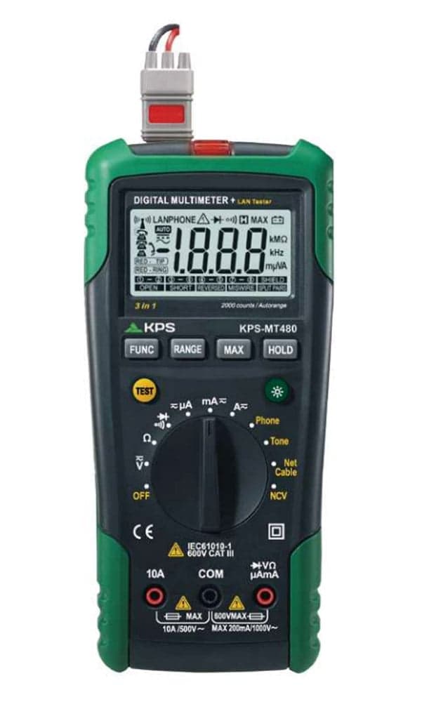 Multimetro Digitale per Test Cavi Telefonici e LAN 2000 Counts - KPS I-KPS-MT480