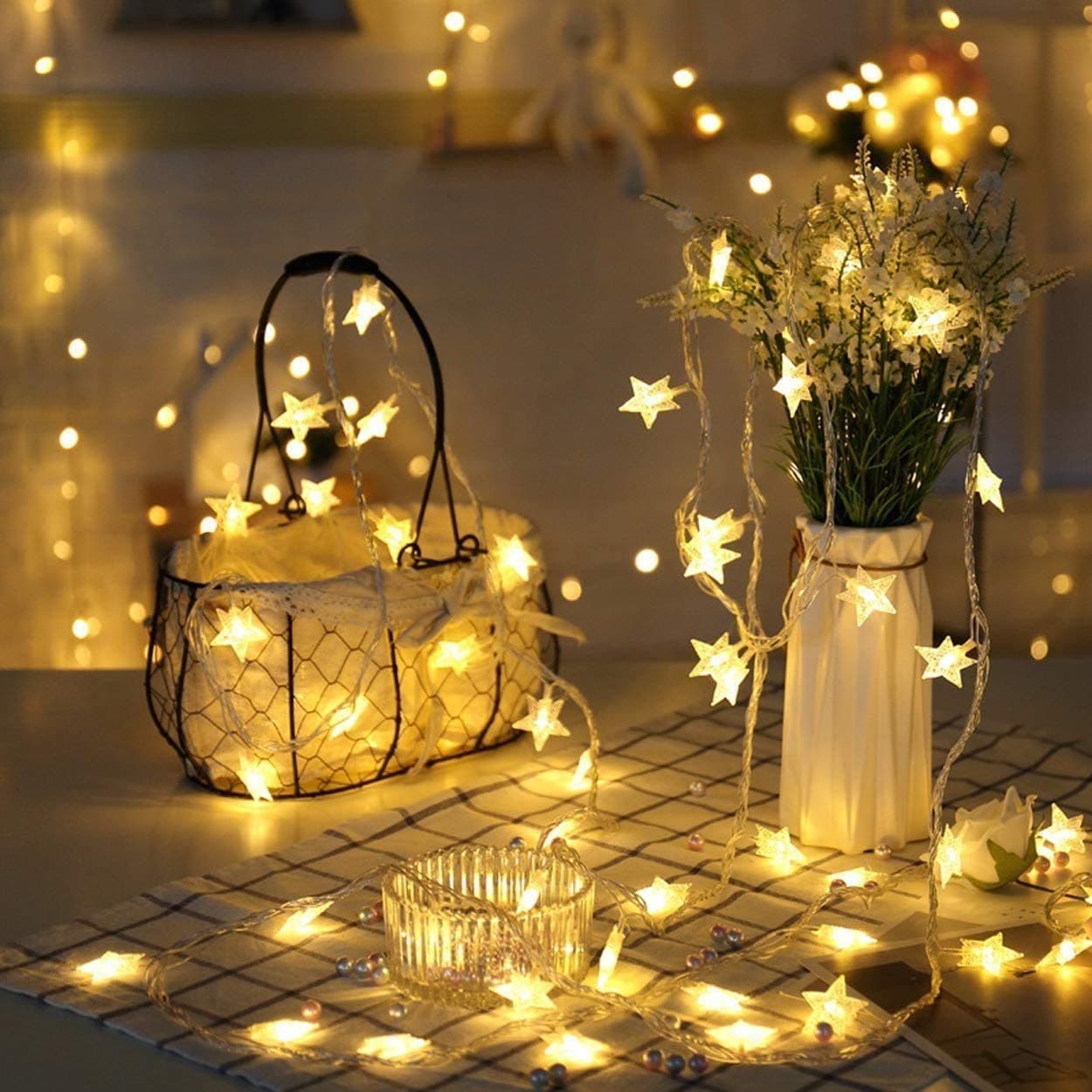 80 Luci LED a Stella IP44 Bianco Caldo a Batteria con Timer - Goobay I-LED-CHAIN-STAR