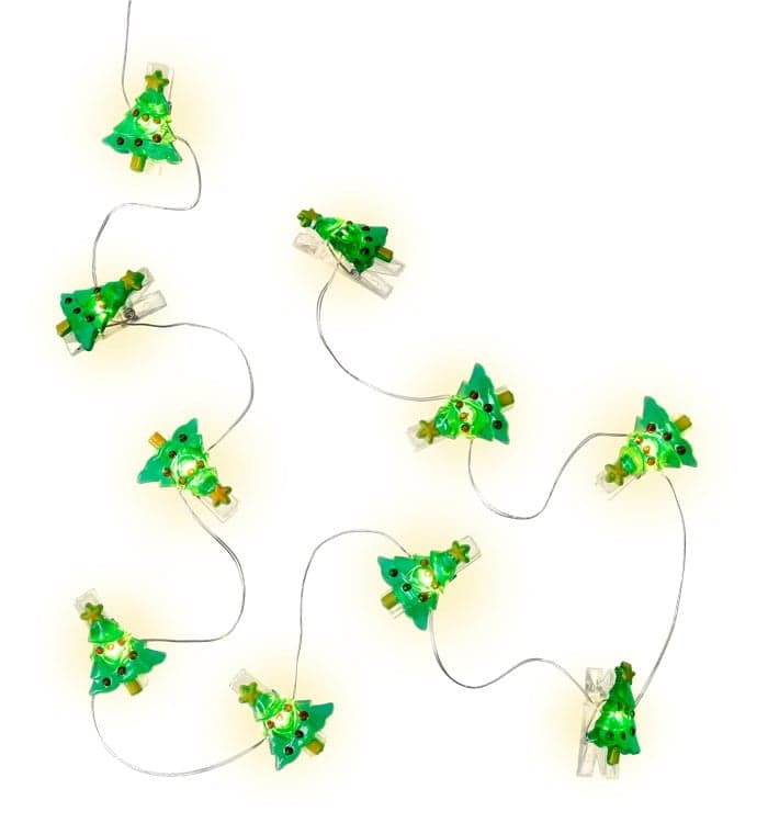 Stringa 10 LED con clip albero Natale per appendere foto IP20 con timer - Goobay I-LED-CL-TREE