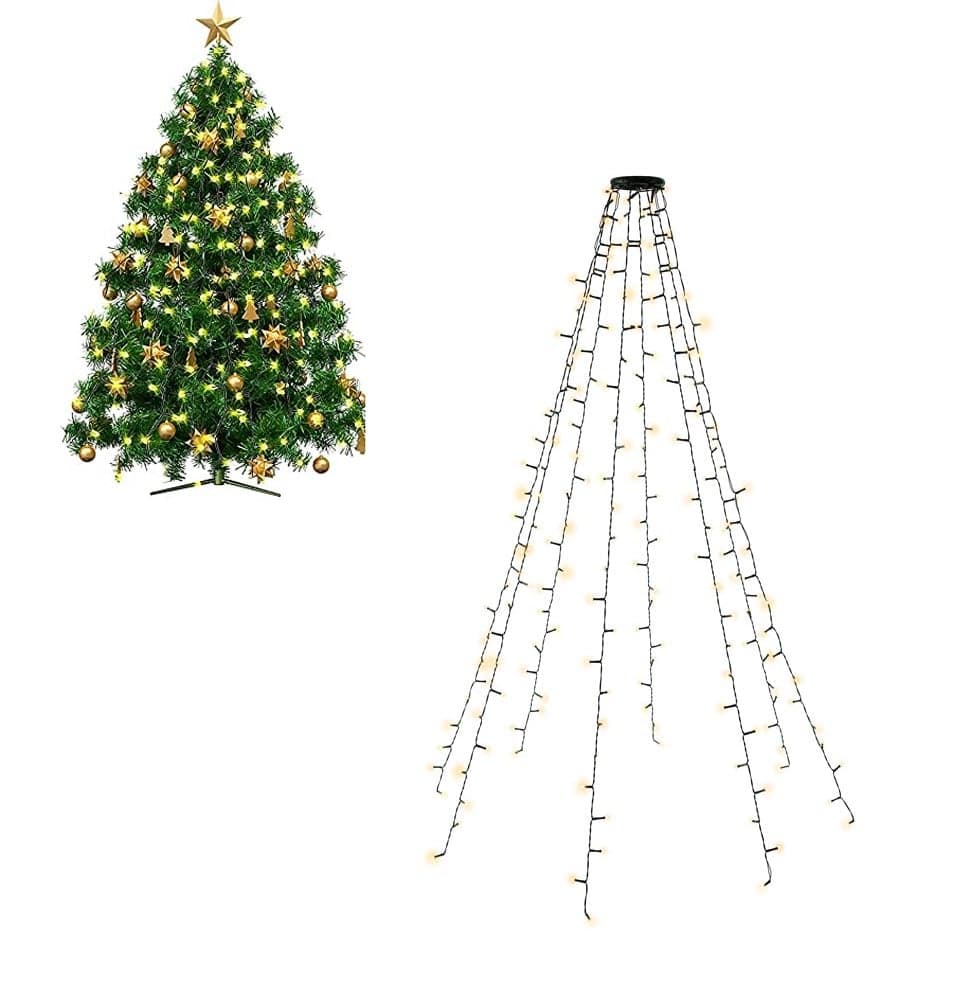 Catena luminosa 200 LED IP44 bianco caldo per albero con anello - Goobay I-LED-TREE200