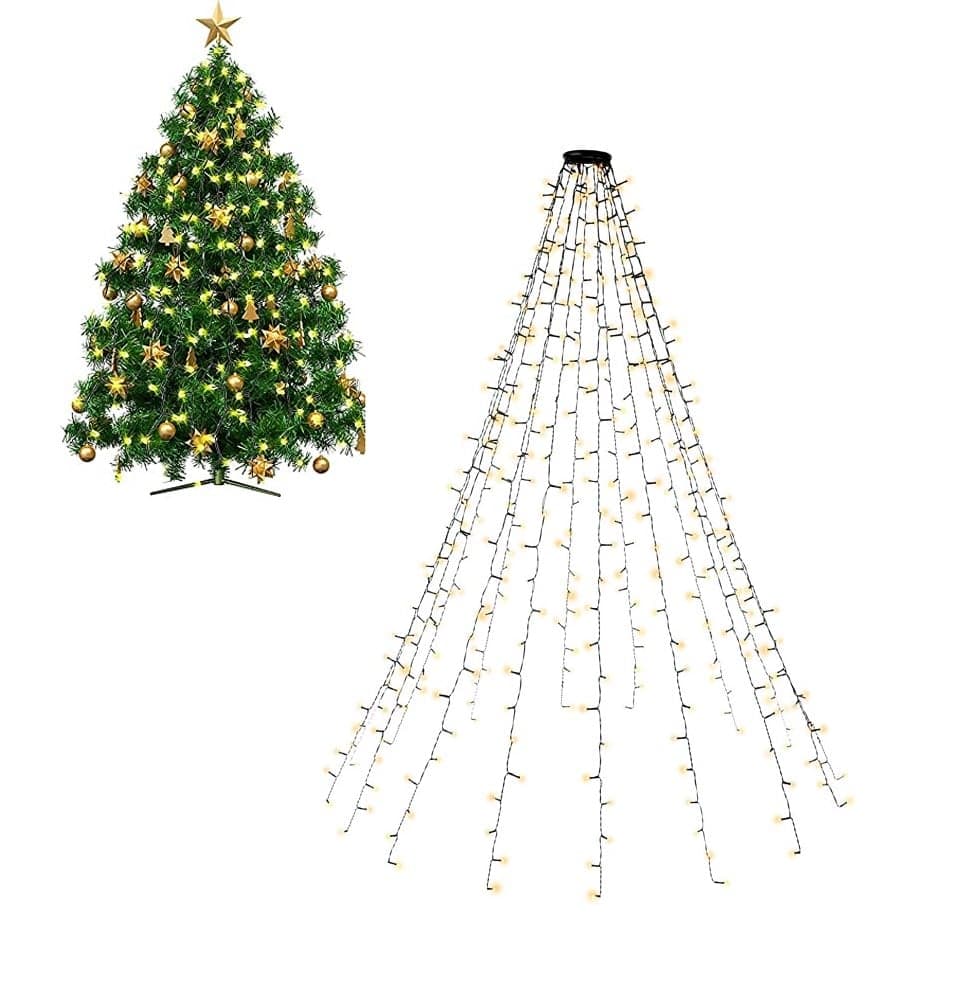 Catena luminosa 400 LED IP44 bianco caldo per albero con anello - Goobay I-LED-TREE400