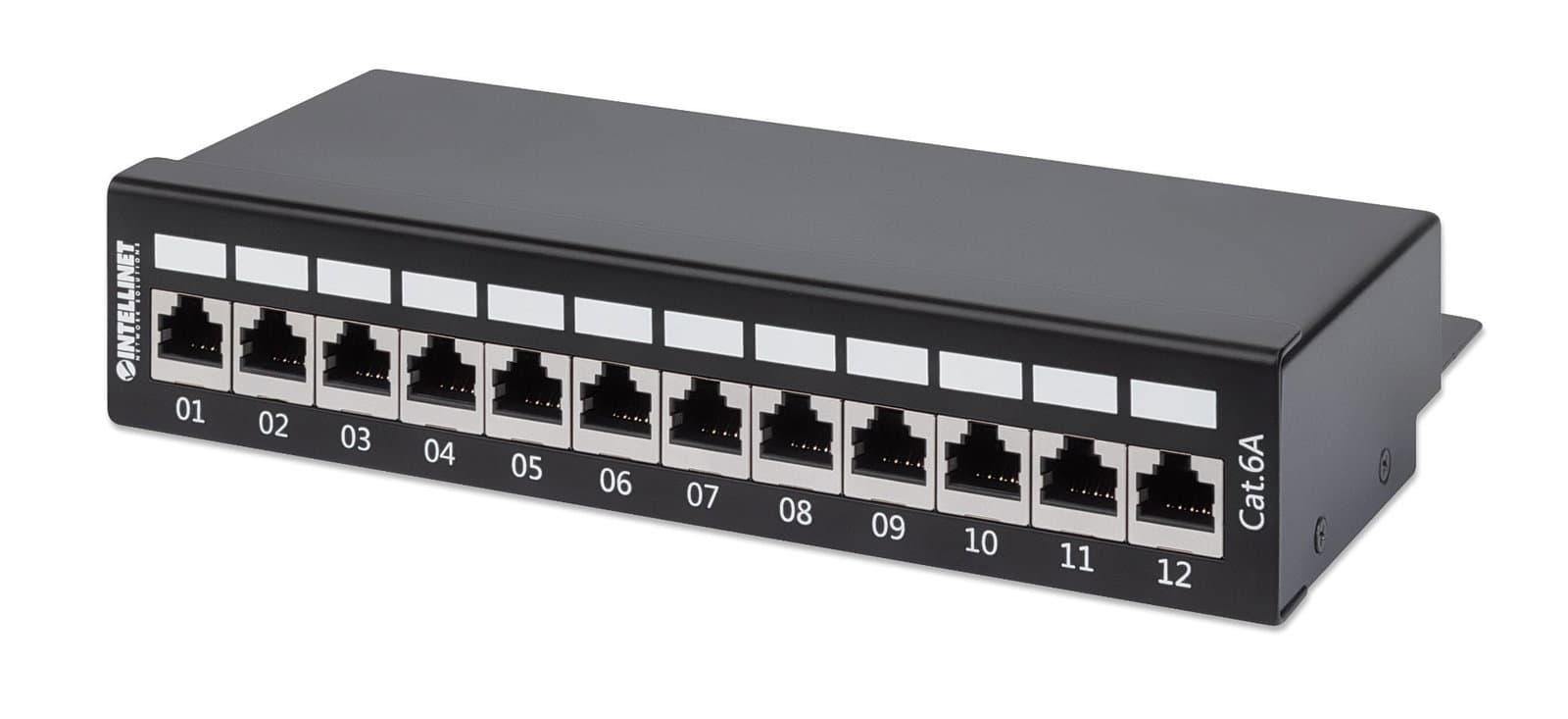 Pannello Patch 12 Posti Cat6a Schermato da Scrivania Nero - Intellinet I-PP 12-C6ABI