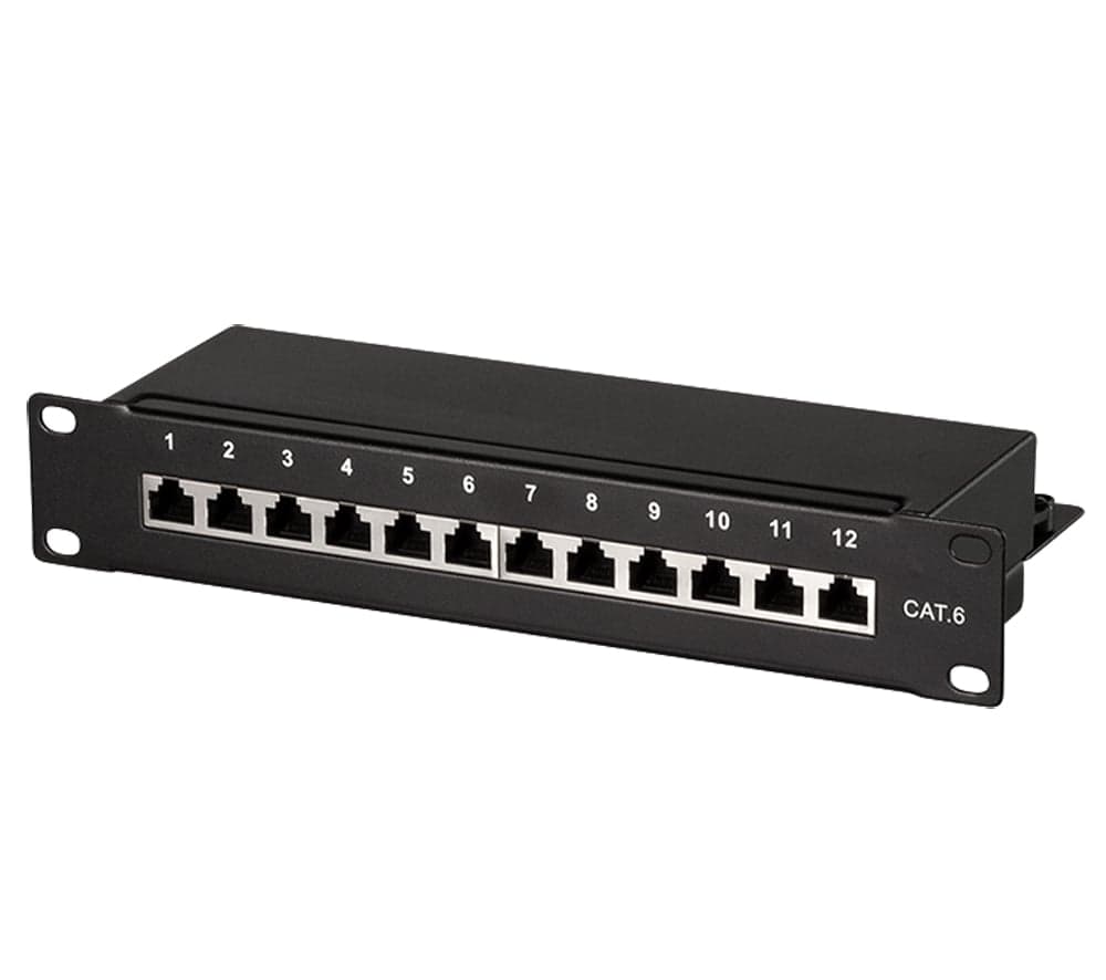 Pannello Patch 10" STP 12 Posti RJ45 Cat6 Nero - Logilink I-PP 12-R6S-10