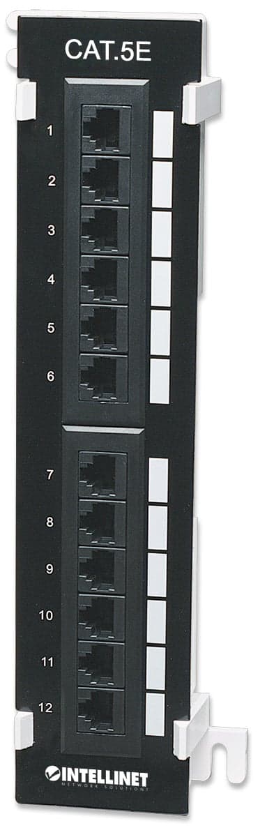 Pannello Patch 12 Porte UTP Cat5e Installazione a Muro - Intellinet I-PP 12-RU-A-C5E