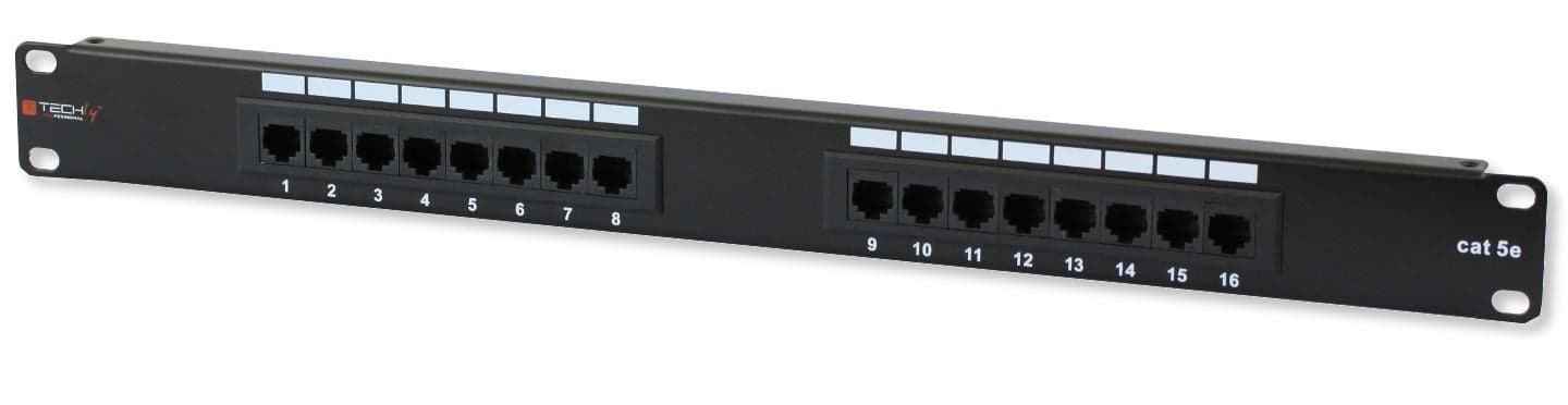 Pannello Patch UTP 16 Porte RJ45 Cat5E 19" - Techly Professional I-PP 16-RU-C5ET