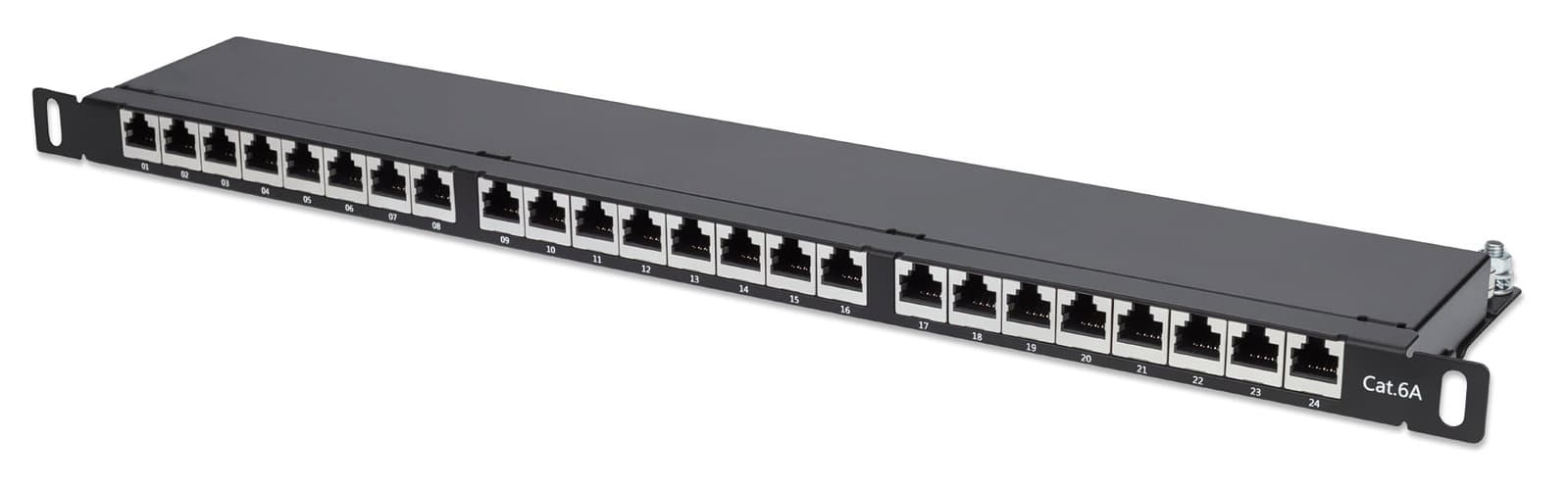 Pannello Patch 24 Posti 19" 0.5U Cat6a Schermato Nero - Intellinet I-PP 24-RS-C6ABH