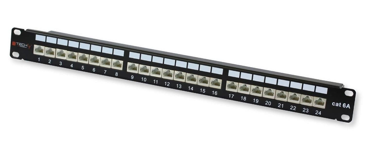 Pannello Patch STP 24 Posti RJ45 Cat6A - Techly Professional I-PP 24-RS-C6AT