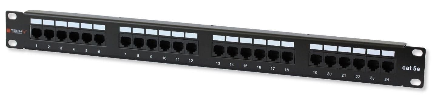 Pannello Patch UTP 24 Porte RJ45 Cat5E 19" - Techly Professional I-PP 24-RU-C5ET