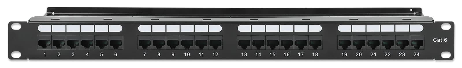 Pannello Patch UTP 24 Porte RJ45 Cat6 con Barra Gestione Cavi - Intellinet I-PP 24-RU-C63MU