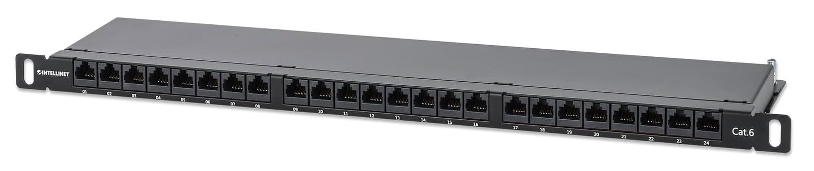 Pannello Patch UTP 24 Posti RJ45 0,5U Cat6 Nero - Intellinet I-PP 24-RU-C6BH3