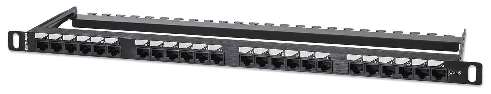 Pannello patch UTP 24 porte RJ45 Cat6 0.5U nero - Intellinet I-PP 24-RU-C6H