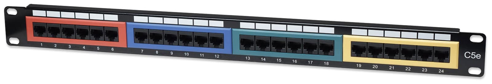 Pannello Patch UTP 24 Porte Cat5E Codifica Colorata - Intellinet I-PP 24-RU-COL
