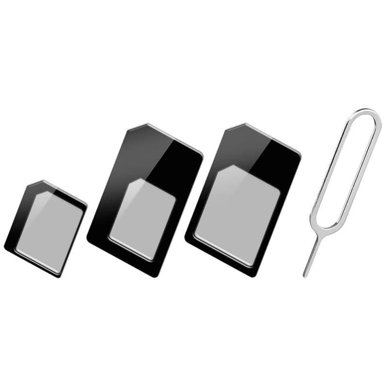 Adattatore Scheda SIM 4 in 1 nano-SIM, Micro-SIM e SIM Nero - Techly I-SIM-3