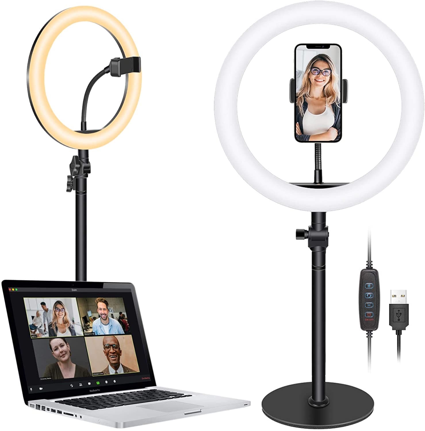 Luce LED Anello 25cm con Regolazione Luminosità e Stand Smartphone - Logilink I-SMART-RING25