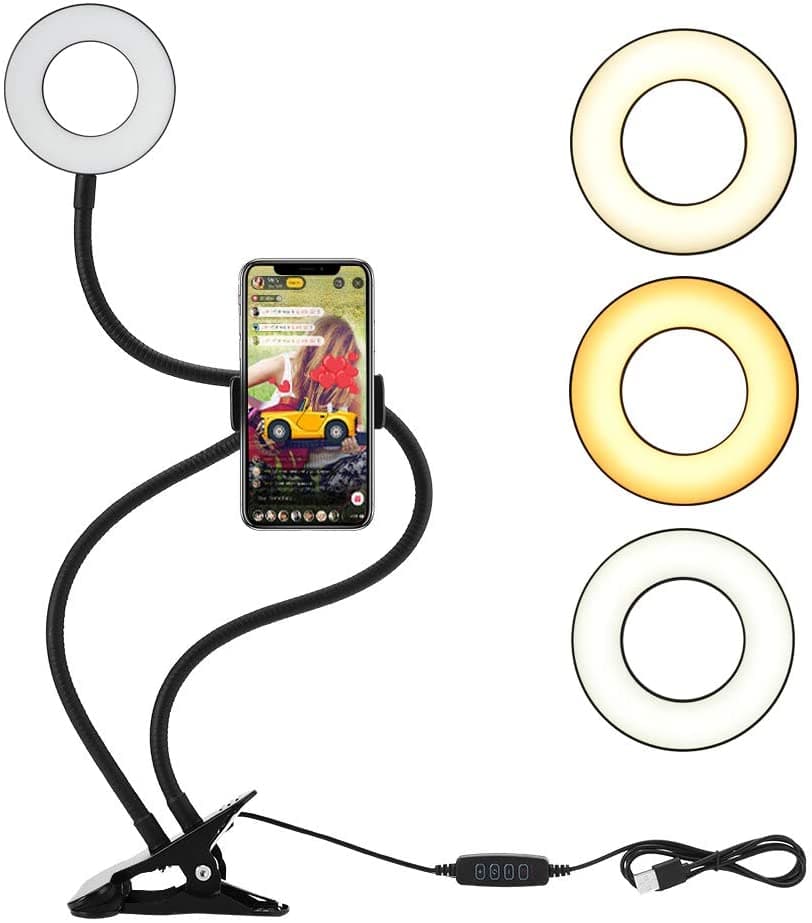 Luce LED Anello Portatile Regolazione Luminosità e Stand Smartphone - Logilink I-SMART-RING8