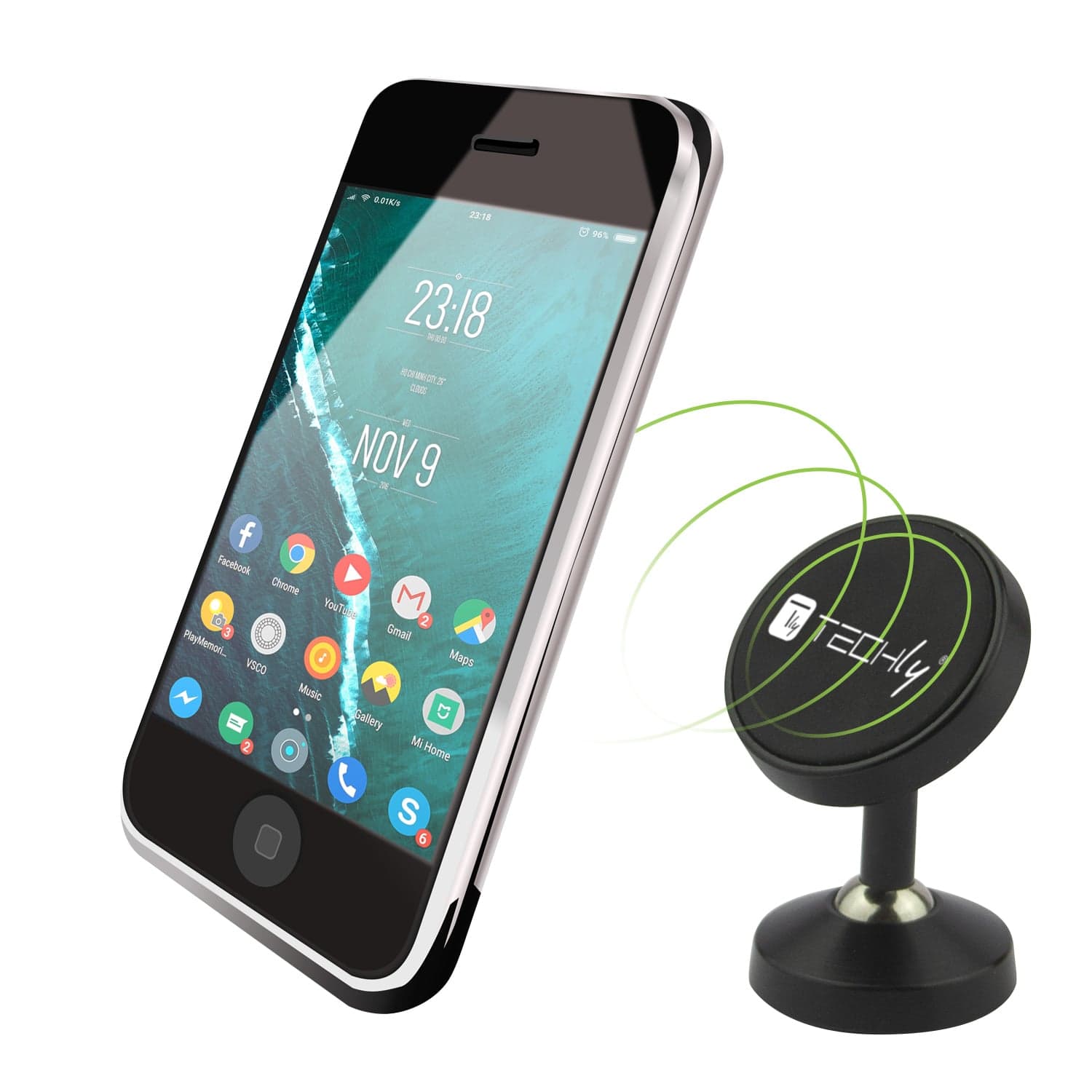 Supporto Smartphone Magnetico con Doppio Snodo Metallico 360° - Techly I-SMART-UNI7